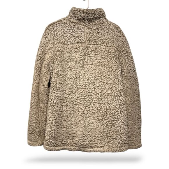 Thread + Supply Sherpa Jacket‎ Cream Womens L Quarter Zip Teddy Fleece Cozy - Picture 3 of 8